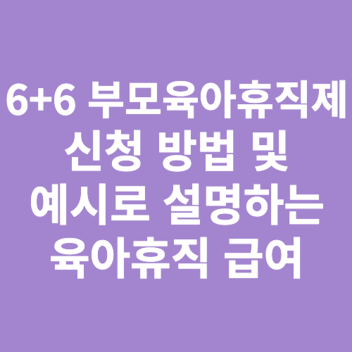 맞돌봄 6+6 부모육아휴직제 신청 방법 및 예시로 설명하는 육아휴직 급여