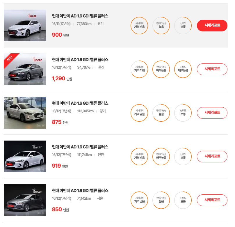 아반떼 AD 중고차